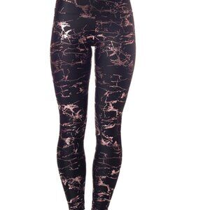 Emily HSU Black w Pink Marble Rose Foil Legging Womens Medium Pilates Yoga Barre